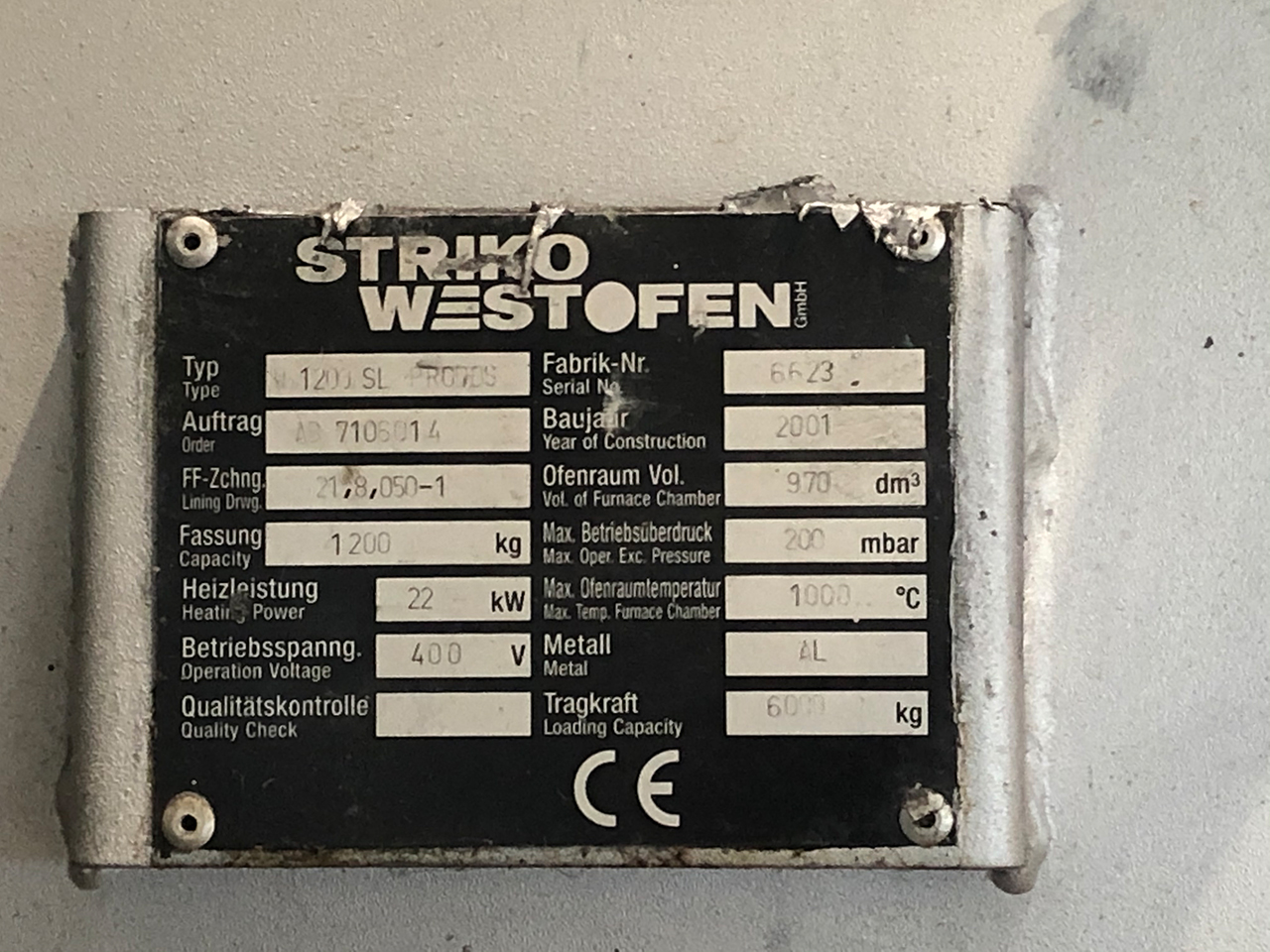 StrikoWestofen W 1200 SL ProDos DPC Dávkovací pec O1814, použitá